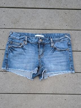 2.1 Denim Light Blue Frayed Hem Jean Shorts